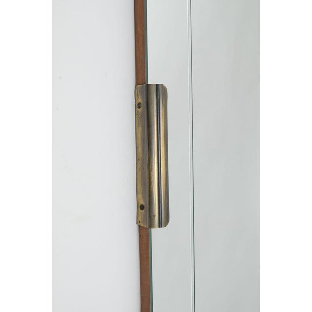 Asymetric Italian Wall Mirror with Brass Elements, 1950s For Sale - Image 4 of 7