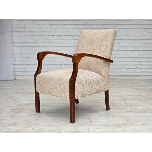 Mid-Century Modern Danish Beech Armchair with Wool Upholstery, 1960s For Sale - Image 3 of 18