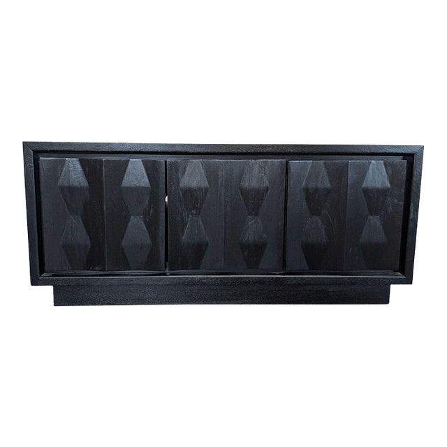 West Elm Carved Pattern Media Unit For Sale