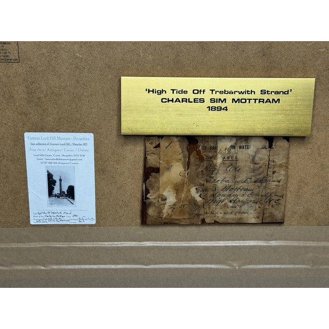 Large Gilt Framed Victorian Painting High Tide Off Trebarwith Strand Dramatic Cornish Shipwreck by Charles Sim Mottram Rba, c.1894 For Sale - Image 17 of 18