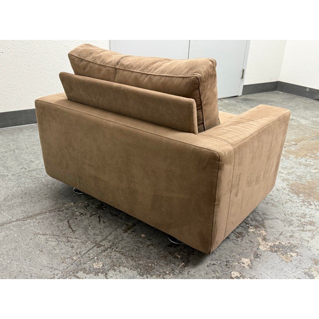 Textile Early 21st Century DellaRobbia Light Brown Ultrasuede Lounge Chair For Sale - Image 7 of 12