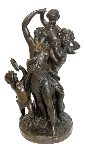 Late 19th Century French Patinated Bronze Family Group of Bacchic Revellers