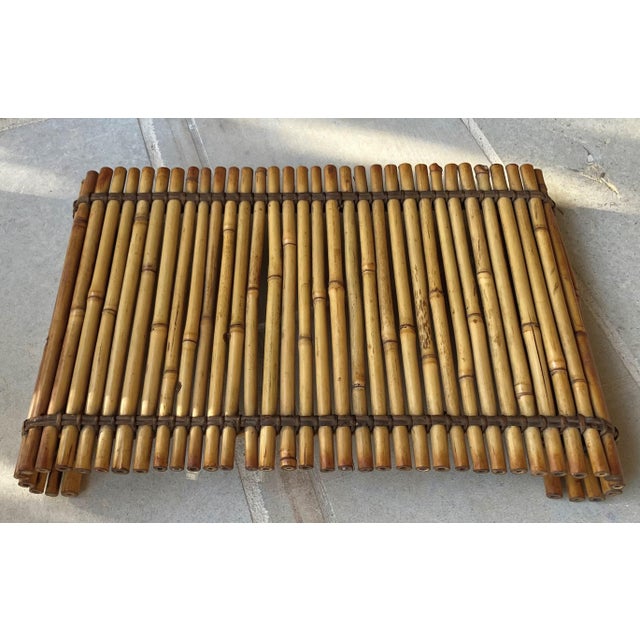 Camel Mid 20th-Century Bamboo Curved Scrolled Arm Plant Stand / Riser For Sale - Image 8 of 18