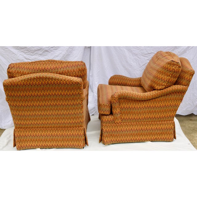 Hickory Chair English Arm Chair (Label Missing) Upholstery Damaged - A Pair. The chairs show damage to the upholstery at...