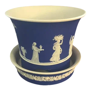 Antique 19th Century Wedgwood Neoclassical Jasperware Cachepot