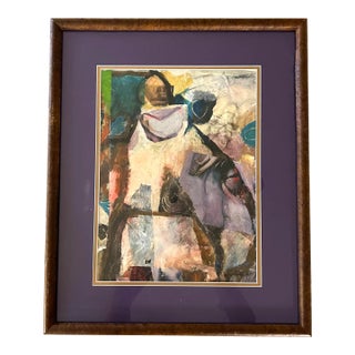 Ellen Reinkraut “After Glow” Vintage Mixed Media Painting, Framed For Sale