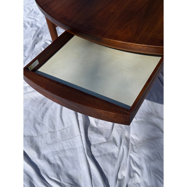 1970s Jens Risom Mid Century Modern Circular Table With Three Drawers 63" For Sale - Image 9 of 17