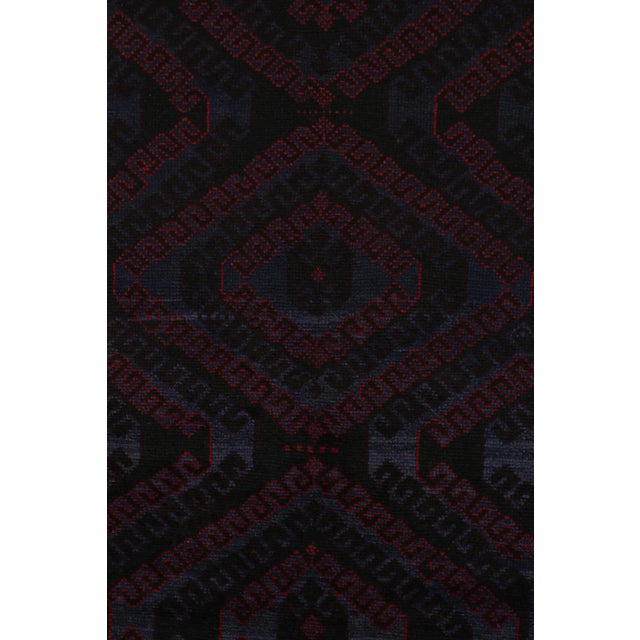 2010s Rug & Kilim’s Baluch Rug in Navy Blue With Red Geometric Patterns For Sale - Image 5 of 8