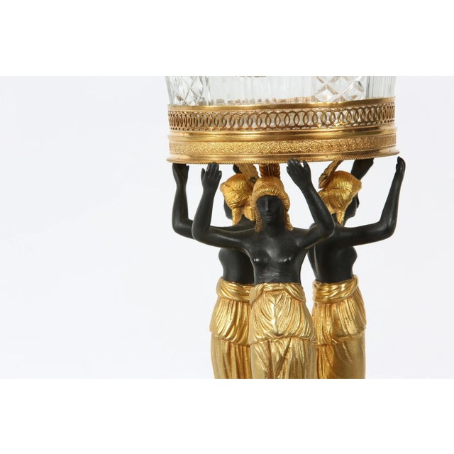 Empire Style Two Tone Gilt Pedestal / Cut Glass Tazza For Sale - Image 10 of 13