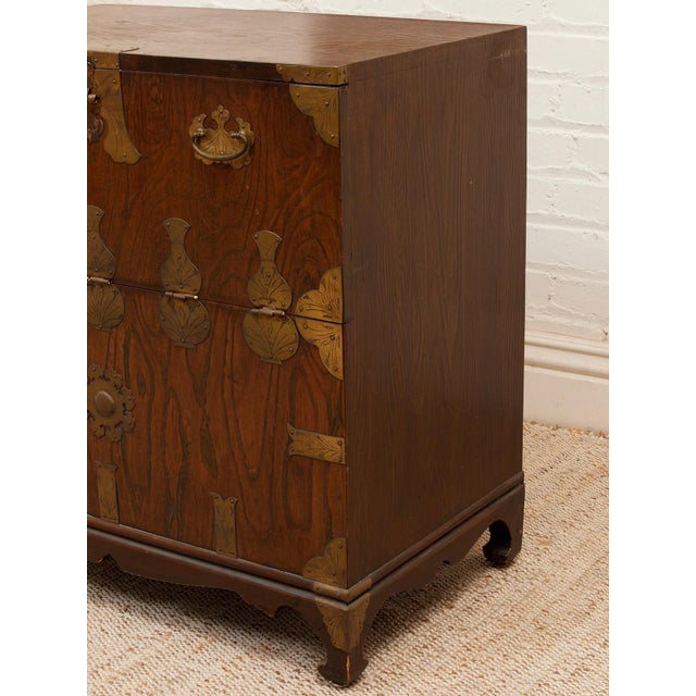 Mid 20th Century Korean Brass-Mounted Hardwood Bandaji Chest For Sale - Image 9 of 12