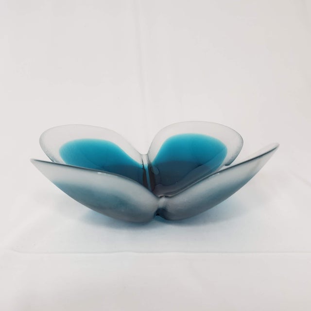 2000 - 2009 Mats Jonasson Maleras Lucky Four Leaf Clover Full Lead Flower Blue Bowl, Sweden For Sale - Image 5 of 12