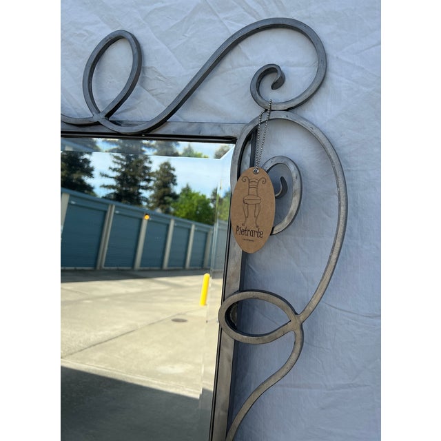 Wood 1980s Full Length Metal Mirror With Scroll Work For Sale - Image 7 of 16