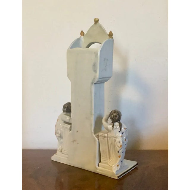 Antique Circa 1820 English Staffordshire Pearlware Dixon Austin & Company Grandfather Clock Watch Holder For Sale - Image 4 of 13