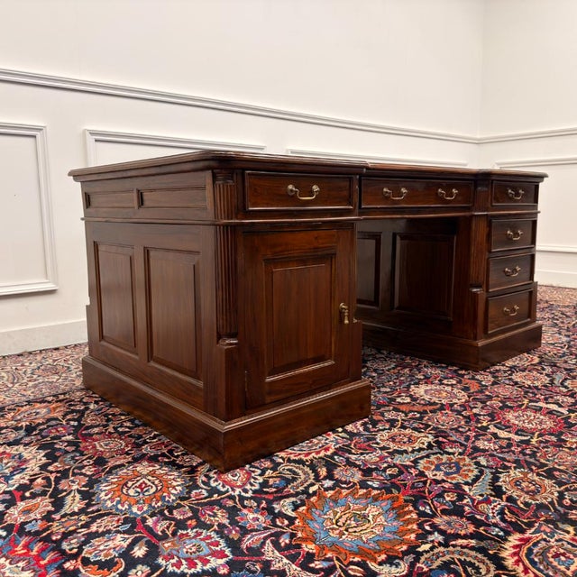 English Classic Teak Desk For Sale - Image 4 of 18