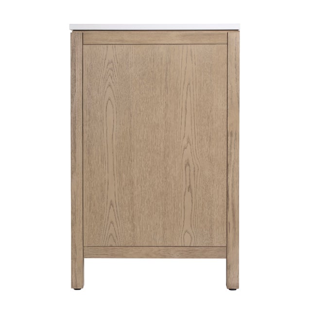 Brown Nora 60 in. W Quartz and Wood Double Sink 4 Drawer Bathroom Vanity Set, Light Oak For Sale - Image 8 of 11