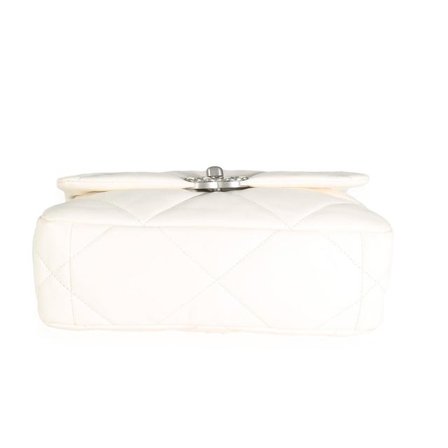 1950s White Quilted Lambskin Small Chanel 19 Flap Bag For Sale - Image 5 of 8
