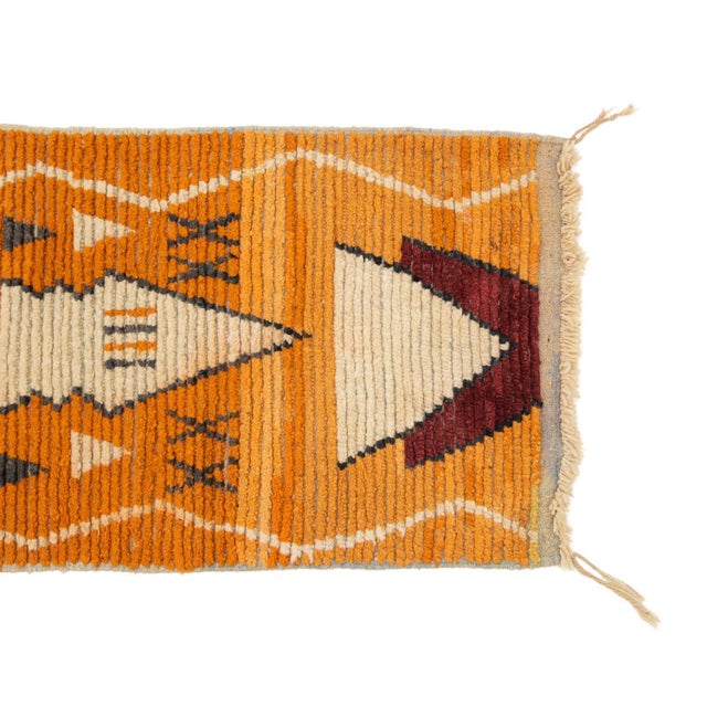 Artistic hand-knotted wool runner rug in rich Amber and Coral Sands, featuring traditional Kasbah motifs and Berber...