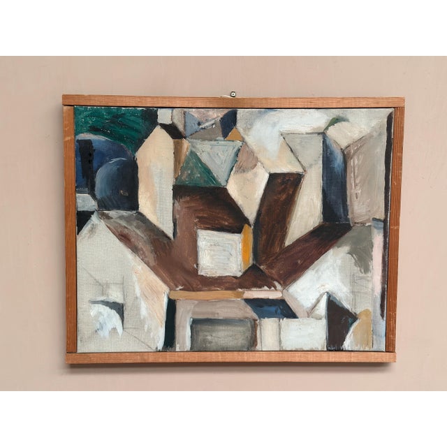 Original Vintage Swedish Oil on Canvas – “Komposition” by Arne Tengblad – Signed – Framed – 40 × 50 cm (15.7" × 19.7")...