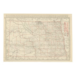 Antique Map of North Dakota with Fort Berthold Reservation from Rand McNally, 1899 For Sale