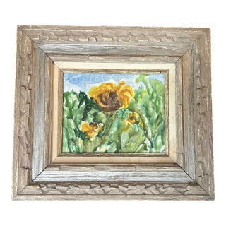 1970’s Original Sunflower Still Life Watercolor Painting For Sale
