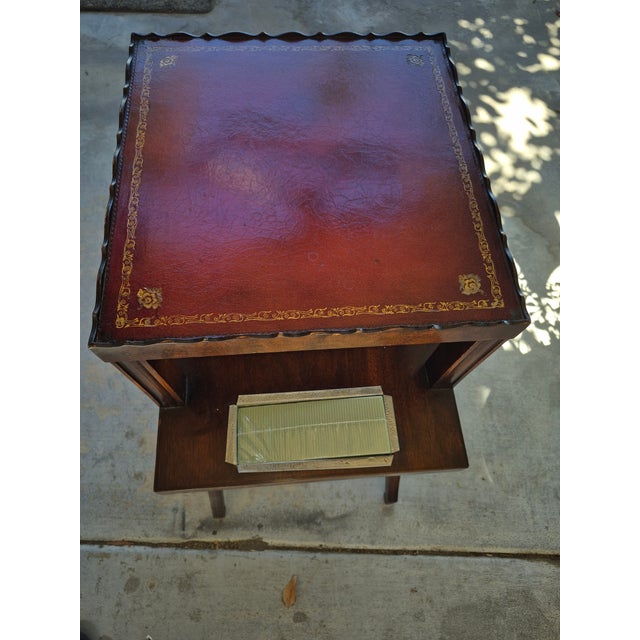 Vintage Mid-Century Regency Mahogany Leather-Top Two-Tier Side Table For Sale - Image 11 of 12