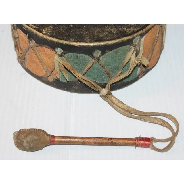 Wood Mid 20th Century Pueblo Original Paint Decorated Drum For Sale - Image 7 of 7
