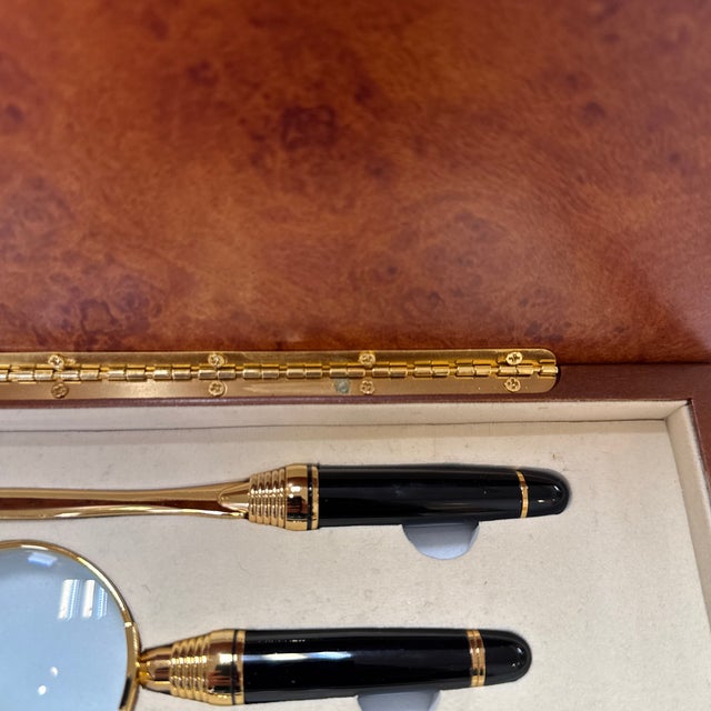 Brown Vintage Italian Burlwood Desk Set - 5 Piece Set For Sale - Image 8 of 8