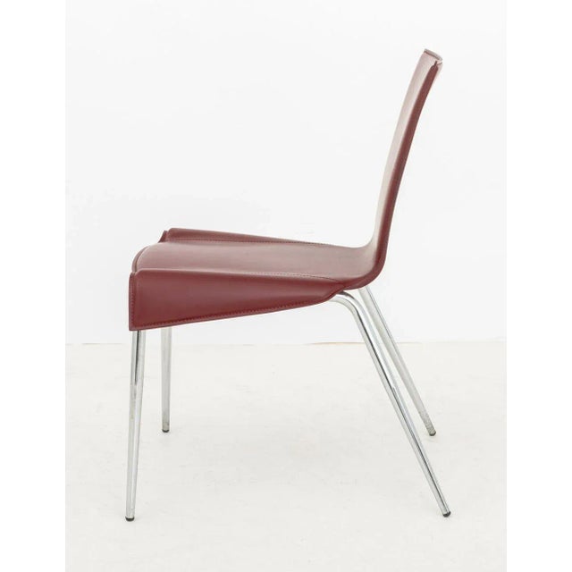 Late 20th Century Postmodern Red Leather Side Chair For Sale - Image 5 of 6