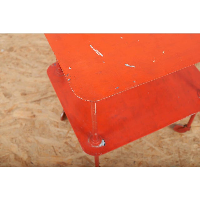 Serving Side Table with Steel Tube Frame and Sheet Metal Shelves For Sale - Image 5 of 11