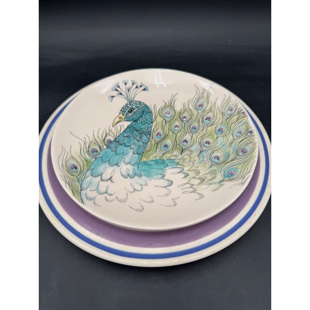 2010s Accent Salad Plates Edie Rose Home Peacock Collection 9 1/8" Brand New - Set of 4 For Sale - Image 5 of 10