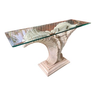 1980s Vintage Palm Frond Console Table For Sale