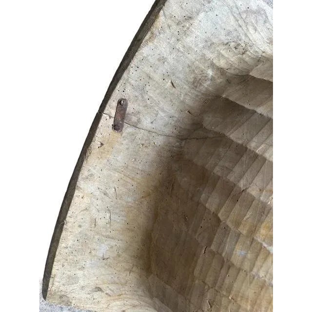 Early 1900s Antique Primitive Hand Carved Wooden Dough Bowl Wood, XL For Sale In Aspen - Image 6 of 6