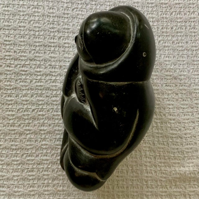 Inuit Soapstone Carving by Lucassie Amm – Signed - Kneeling Inuk Figure For Sale In Philadelphia - Image 6 of 18
