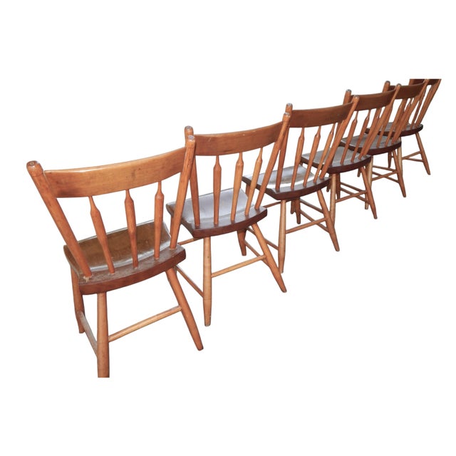 Farmhouse Mid 1800's Hardwood Plank Bottom Primitive Farmhouse Chairs - A Set of Six For Sale - Image 3 of 10
