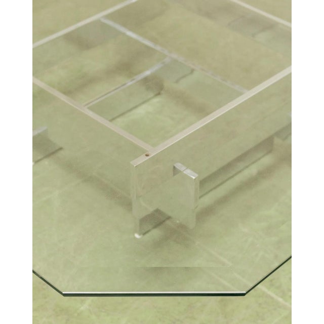 Metal 1970s Aluminum and Glass Coffee Table For Sale - Image 7 of 11