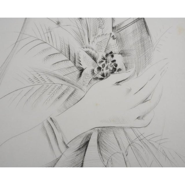 Mily Possoz, Young Woman with a Bouquet, Original Signed Engraving For Sale - Image 8 of 11