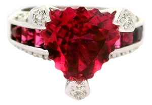 Bellarri Pink Tourmaline Diamond 18k White Gold Ring, Size 7.25