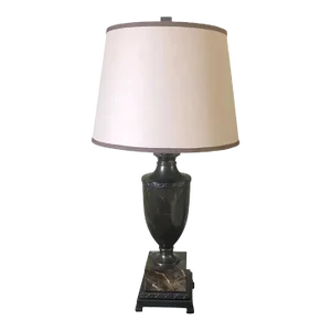 WIldwood Marble Urn Lamp With Shade With Antique Bronze Patina Brass Base and Accents