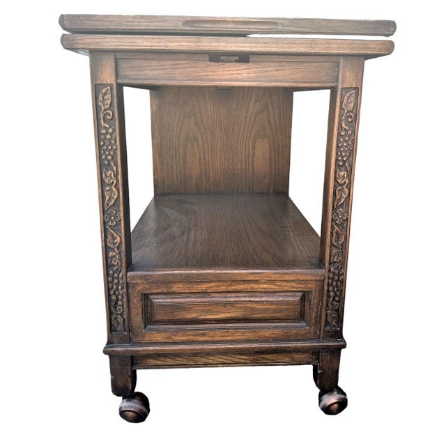 Arts & Crafts Romweber Viking Oak Dry Bar or Serving Cart - Vintage Mid 20th Century For Sale - Image 3 of 9