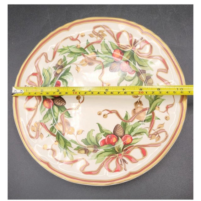 This is a beautiful, highly sought-after 10.5-inch dinner plate in the discontinued Tiffany Garland pattern by Tiffany &...