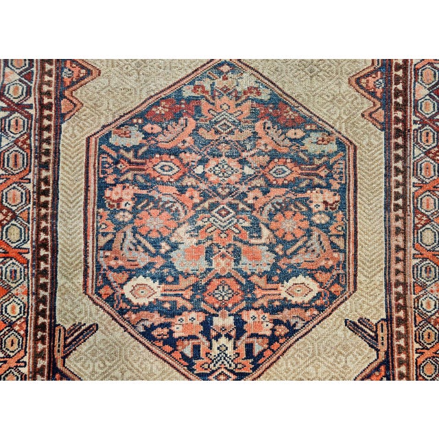 19th Century Antique Persian Serab Runner Rug, Hand-Knotted Wool, Geometric Medallion Pattern, Camel & Red, 4x11 For Sale - Image 5 of 12