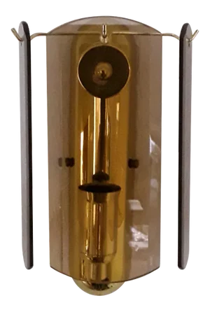 Vintage German Gold Plated Metal and Smoked Glass Sconce from Wortmann & Filz, 1970s