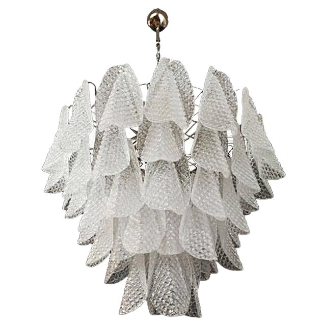 Vintage Italian Murano Glass Chandelier with 57 Glass Rondini Petals, 1980s For Sale
