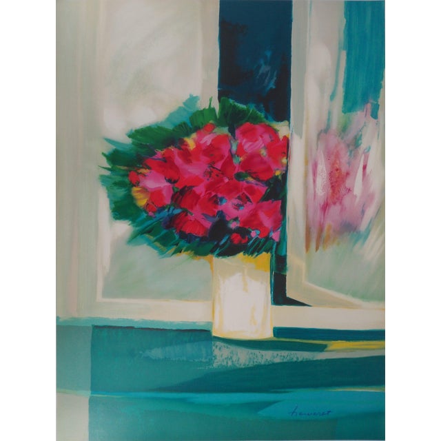Claude Hemeret, Bouquet rose, Lithograph For Sale