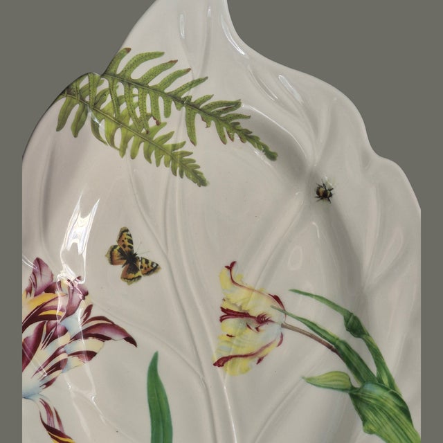 Late 20th Century Vintage Floral Haven Spode Leaf Shaped Floral Platter 18.8'' X 12'' For Sale - Image 5 of 7