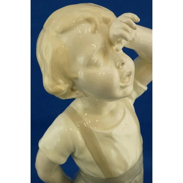 Very Large Ceramic Sculpture of a Crying Child by Albertbdominique Rozé for Goldscheider, Austria, 1900s For Sale - Image 18 of 18