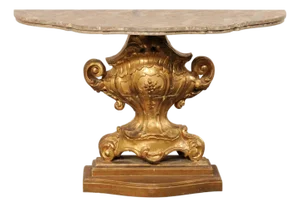 Italian Antique Urn-Carved Pedestal Console