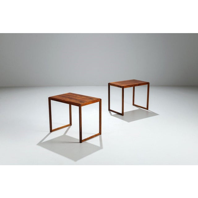 Mid-Century Modern Rosewood Sled-Legged Side Tables, Denmark, 1960s, Set of 2 For Sale - Image 3 of 14