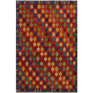 1990s Shabby Chic Tribal Balouchi Orange Wool Rug - 4′10″ × 6′7″ For Sale