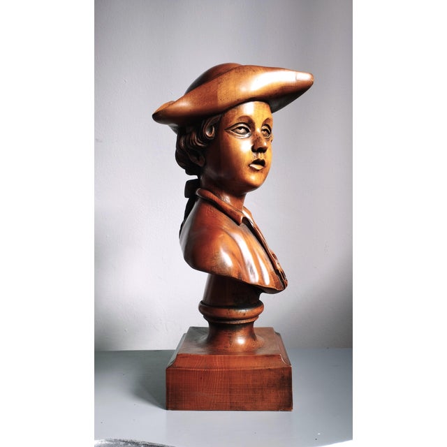 Carved Wood Bust of a Sailor, 1950s For Sale - Image 12 of 12